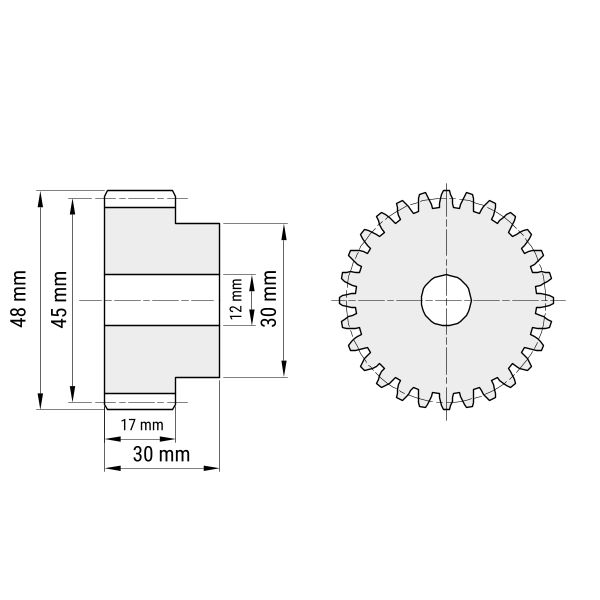 AUJAN 30102B 0,5 M Kunststoff POM Zahnrad Durchmesser 16 mm 30