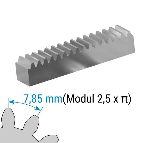 Artikel 24260300 - Zahnstange Stahl C45K Modul 2,5 Zahnbreite 25mm Höhe  25mm Länge 500mm